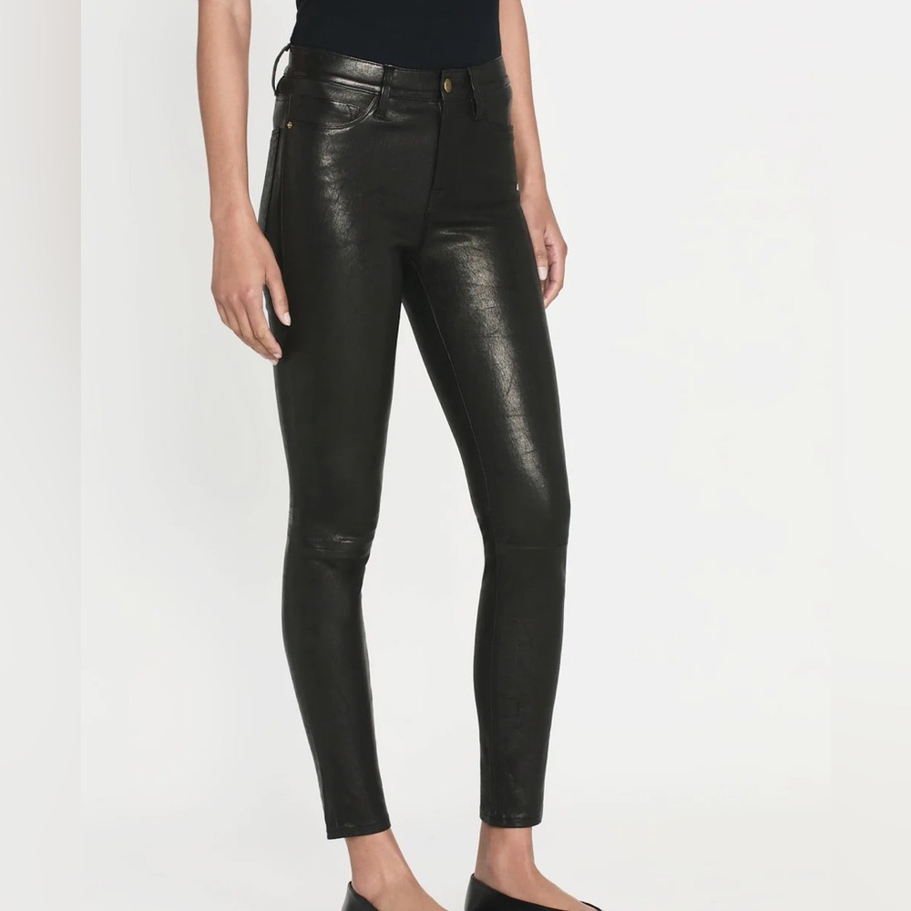 Frame Denim Black Coated Skinny Pants